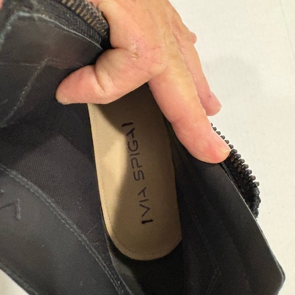 VIA SPIGA Soft Black Leather Open Toe Heeled Double Zip Up Boot Women’s Szie 7.5 - Picture 8 of 10